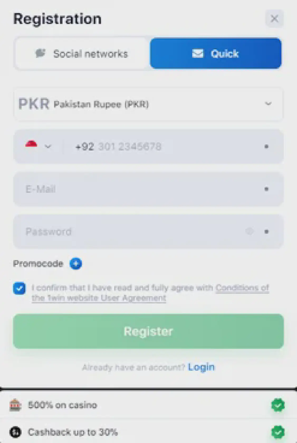Aviator game registration